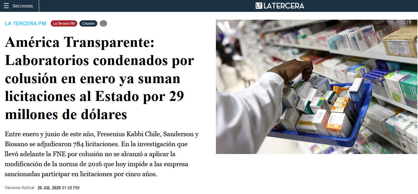 Laboratorios condenados por colusión en enero ya suman licitaciones al Estado por 29 millones de dólares